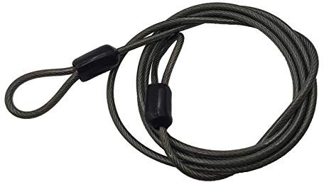 sharprepublic Stahlseil mit Ösen, Schlaufenkabel Sicherheitskabel Rostfreies Kabelschloss Diebstahlsicherung zu Außenanwendung - Schwarz
