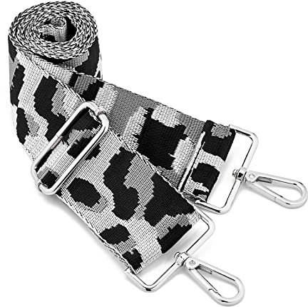 Silver Buckle Wide Shoulder Strap Adjustable Replacement Belt Crossbody Canvas Bag Handbag((5CM) Leopard13)