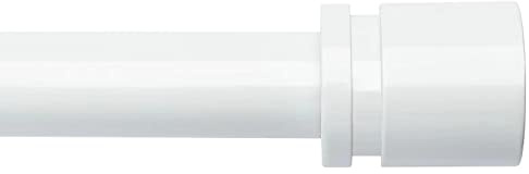 Byondeth Curtain Rods for Windows 16 to 48 or 60 Inches Max Adjustable Length 1 Inch Diameter Window Curtain Rod with Aluminium End Cap, White