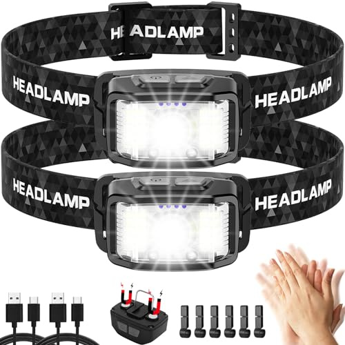 Headlamp Rechargeable,2 Pack 2000 Lumen Super Bright 16 Modes Led Headlamp