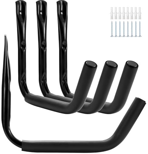 Sinoer Garagenhaken, 4 Stück Wandhalterungen für die Wandmontage mit 15-Zoll-Arm, Hochleistungs-Utility-Haken für Fahrrad, Klappstuhl, Schüttgüter -18x20CM