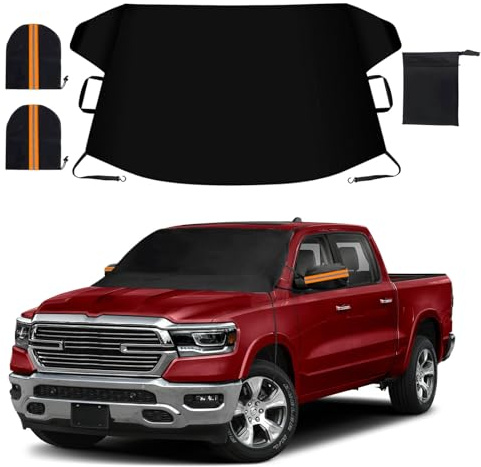 TX-INNO AUTO Windshield Cover for Ice and Snow, Thicken Extra Large Size Car Windshield Snow Cover with Side Mirrors Cover, Winter Windshield Covers Windproof Covers Fits Most SUVs Trucks (82.8x 47)