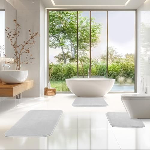 TA&MA Badezimmerteppich Set | Badteppich rutschfest waschbar - Badvorleger für das Badezimmer - Badematten & Badteppiche schnell trocknend