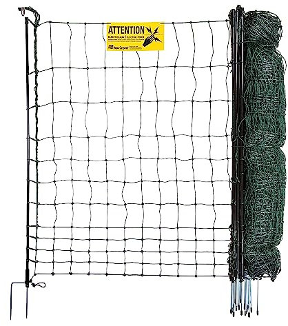 horizont strongLine Hühnerzaun 50m, 120cm - Geflügelzaun mit Strom - 15 Fiberglaspfähle mit Doppelspitze - Geflügelnetz, mobiler Zaun für Hühner, flexibler Zaun