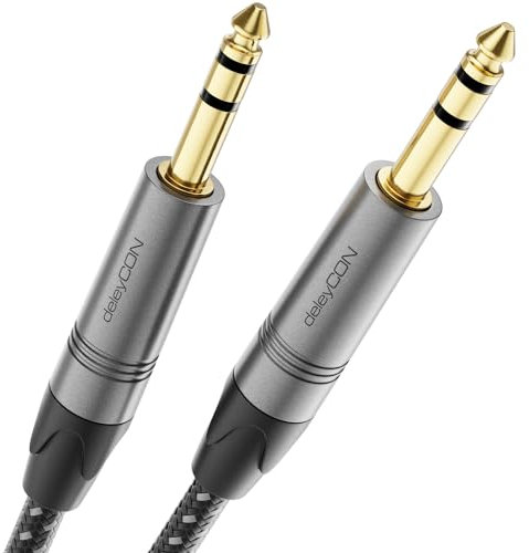 deleyCON 7,5m Instrumentenkabel Klinkenkabel 6,35mm auf 6,35mm Klinke TRS (Stereo) AUX - Studio Qualität - aus reinem OFC Kupfer (AWG24) - für Verstärker Mixer E-Gitarre Bass Keyboard