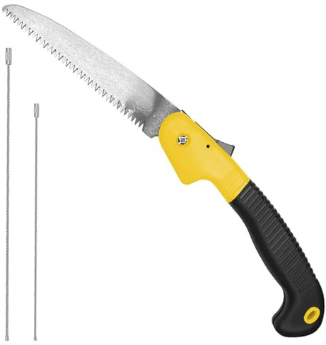 GTIWUNG Sierra de Mano Plegable, Serrucho de Poda Plegable, Árbol Sierra, Sierra de Jardín antideslizante, la mejor herramienta para camping, Caza, Supervivencia Gear,Amarillo