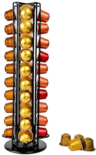 WORBIC Coffee Pod Holder for Nespresso OriginalLine Capsules, Large Compacity Nespresso Capsule Holder, Coffee Pod Stand Holding 40 Small Nespresso Pods, Nespresso OriginalLine Organizer, Black