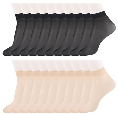 ZOCONE 20 Pares Calcetines Transparentes Mujer Medias Cortas Nylon Finos Calcetines Tobilleros Transpirables Verano Medias Invisibles EU34-41