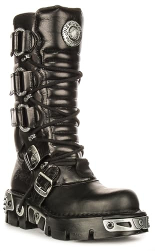 New Rock 474 Reactor Men's 90S 2 Stap Buckle Boots Ankle Boots (Black, UK 12M/11.5F)