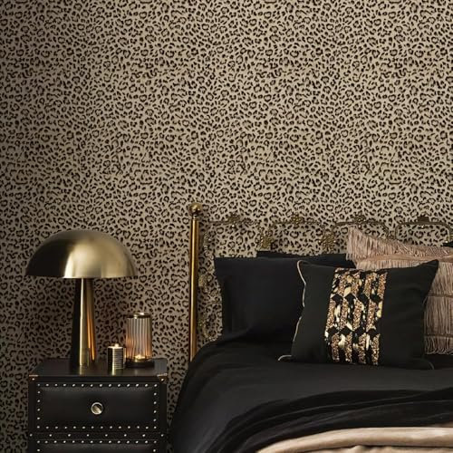 Murgall Papier peint autocollant imprimé léopard - 44 x 305 cm - Imperméable - Amovible - Papier de contact texturé guépard - Pour chambre à coucher et salle de bain