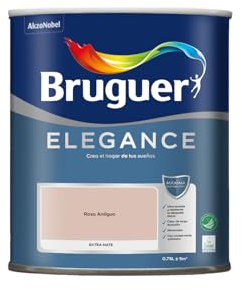 Bruguer ELEGANCE Pintura Monocapa ExtraMate, Paredes y Techos, Interior, Exterior protegido, Alta Durabilidad, UltraLavable, Resistente al Desgaste y Manchas Rosa Antiguo 750 ml
