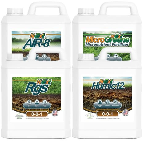 Bio‑Stimulant Fertilizer Pack – 4‑Gallon N‑Ext Starter Kit with RGS, Humic‑12, MicroGreene & Air‑8 – Covers 5,000 sq ft – Soil Root Growth Booster