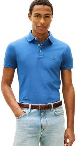 Tommy Hilfiger Uomo Maglietta Polo Maniche Corte 1985 Slim Fit, Blu (Blue Orbit), M