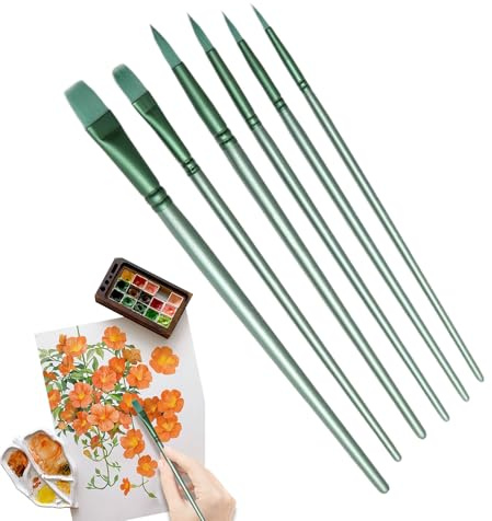 Sucritude Juego de Pinceles para Acuarela | Juego de Pinceles para Pintura Artística - 6 Piezas para Acrílico Óleo Tinta Gouache Suministros de Dibujo