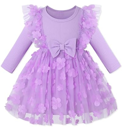 Amissz Vestidos de niña de flores de princesa, vestido festivo para niños, vestido de niña, desfile de manga larga, vestidos de boda, vestido de fiesta, damas de honor, vestido de encaje, vestido de