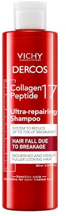 Vichy, Dercos, Shampooing Ultra-Réparateur Collagen 17, Anti-Casse & Réparation Totale, Fibre Renforcée, Volume & Souplesse des Cheveux, 200 ml
