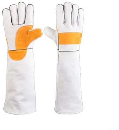 Gants de protection en cuir pour animaux de compagnie, design anti-rayures et anti-morsure pour chat et chien, blanc 45 cm