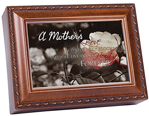 Cottage Garden A Mother's Love Bereavement Woodgrain Rope Trim Music Box Plays Amazing Grace