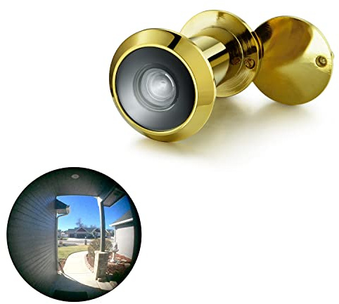 TOGU TG3016YG-PG UL Listed Solid Brass HD Glass Lens 220-degree Door Viewer Peephole with Heavy Duty Privacy Cover for 1-3/8 to 2-1/6 Doors, Polished Gold Finish