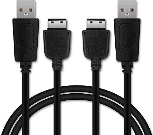 CELLONIC 2x USB Kabel 1m kompatibel mit Samsung PCBS10 | GT-S5230 / GT-E1200 / GT E1190 / GT-E1150 / GT-E1050 Smartphone, Handy Ladekabel 18 Pin Connector auf USB A 2.0 Datenkabel schwarz
