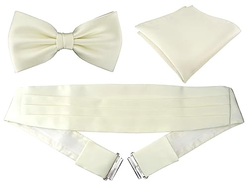 TigerTie kummerbund införingsduk satin fluga i enfärgat uni – skärpa bindel