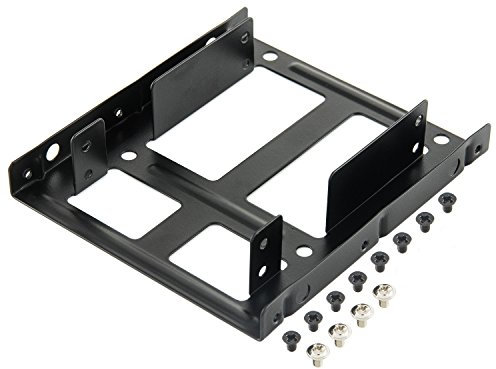 Poppstar Einbaurahmen für SSD HDD Festplatte 2,5 auf 3,5 Festplattenrahmen intern für 1 oder 2 SSDs inklusive Schrauben