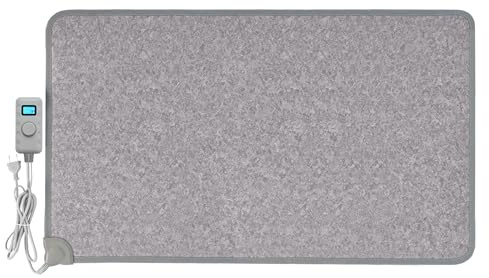 Mi-Heat Carbon Feet Tapis Bureau Chauffant Infrarouge (55x80cm) – Tapis de Sol avec Variateur Continu, env. 55°C – Surface PVC Antidérapante, Gris