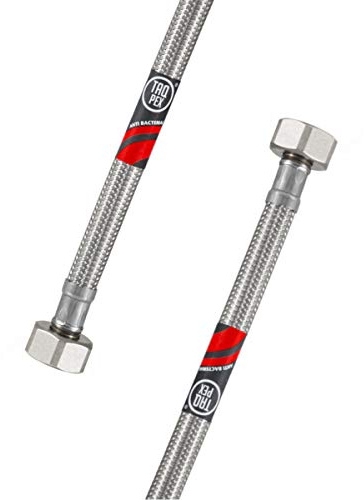 DVGW geprüfter Flexschlauch 3/8 ÜM x 3/8 ÜM Wasseranschluss-Anschlussschlauch Verlängerung, Wasserhahn-Schlauch inkl. Dichtungen. Eckventil Schlauch Schlauchverlängerung Wasserhahn (Länge: 800mm)