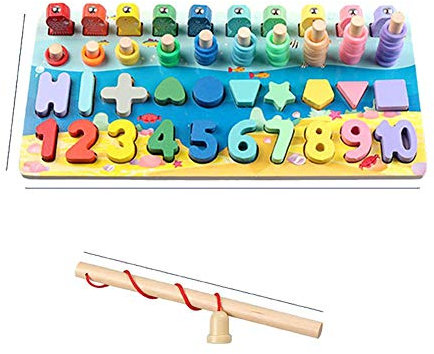 Lalia Steckspiel aus Holz mit 42x16cm Fische Steckbausteinen Magnet bunt Holzspielzeug Steckpuzzle Motorik Motorikwürfel Geschenk für Kleinkinder Kinder ab 3 Jahren Spielzeug Holzpuzzle