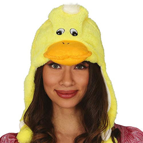 NET TOYS Witziger Partyhut Ente für Damen & Herren - Gelb-Orange - Angesagte Unisex-Kopfbedeckung Enten-Mütze mit Schnabel - EIN Blickfang für Fasching & Karneval