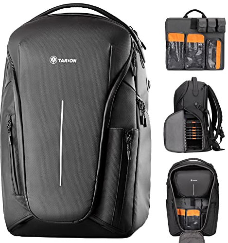 TARION 3-in-1 Kamerarucksack Wasserdichter Fotorucksack Spiegelreflex DSLR Rucksack mit 15,6 Zoll Laptopfach für DSLR-Kameras, Inclusive Modularen Einsatz & Begleittasche (Zone)