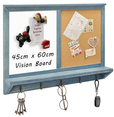 Large Dry Erase Board & Cork Board Combo,17.7Ć23.6,Vintage Gray