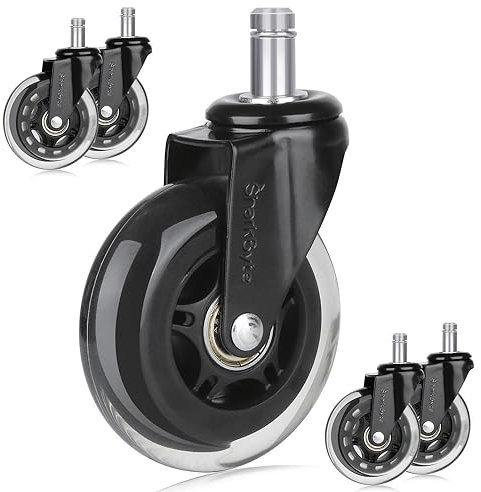 Roulettes de chaise de bureau pivotantes en caoutchouc de 10 mm pour tous les sols, y compris les planchers en bois dur, roulettes ultra résistantes, roulettes de protection du sol, compatibles avec