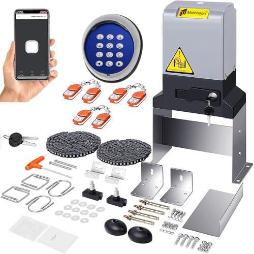 3300LBS Automatic Sliding Gate Opener with 6 Remote Controls,550W Electric Rolling Driveway Slide Gate Operator Hardware Security System Kit for Sliding Gate Up to 40 Feet (APP Control)