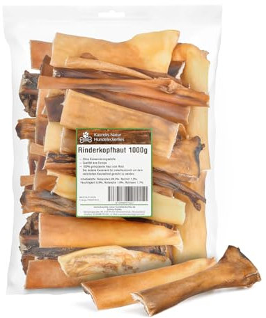 Kaureks Natur Hundeleckerlies, Rinderkopfhaut 1000g ca. 15 cm, Kopfhaut für Hunde, wie Schweineohren