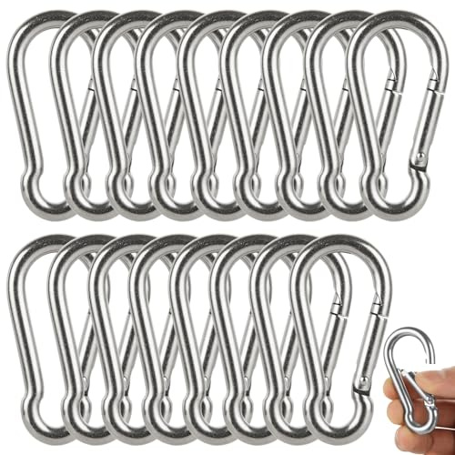 ASelected 16 Stück karabinerhaken groß Federkarabiner aus Edelstahl 304 karabinerhaken Edelstahl Federclip für Outdoor Wandern Angeln (60 x 6 MM)
