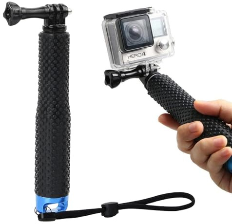 Hsthe Sea Waterproof Infällbar Selfie Stick med gummibelagt aluminiumhandtag för alla GoPro-serier, GeekPro, SJCAM och andra actionkameror