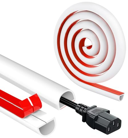 Flexibler Klein Kabelkanal, Halbrunde Kabelabdeckung Kabelschacht, Kabel Verstecken Wand, Weiß Selbstklebend Kabelkanal zum Verstecken für Drähte an der Wand Boden, D15-15mm(W)×10mm(H)×1 Meter(L)