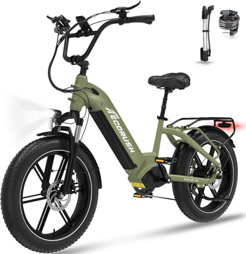 ECORUSH Vélo Électrique, VTT électrique 48 V/15,6 Ah, Châssis Haute Résistance, Pneus Larges 20×4,0 Pouces, 7 Vitesses, Écran LCD, Velo Electrique pour Homme et Femme