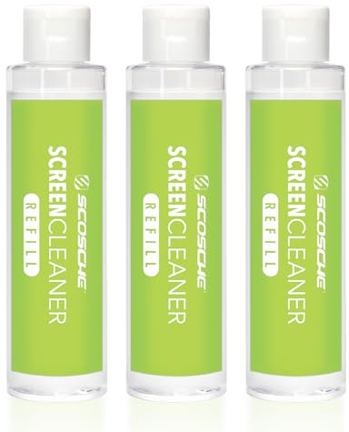 Scosche SCOCLNR Refill Bottles for Streak-Free Electronic Screen Cleaner Spray and Wipe Cleaning Kit for TV, Computer, Phone, iPhone, iPad, Laptop, MacBook, Car Touchscreen, 3 Pack of Refills