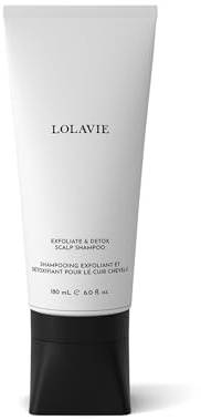 LolaVie Exfoliate & Detox Scalp Shampoo - 6 oz - 2-in-1 Clarifying Shampoo & Scrub with Activated Charcoal & AHAs - Reduces Flaking, Boosts Volume - Color Safe - All Hair Types
