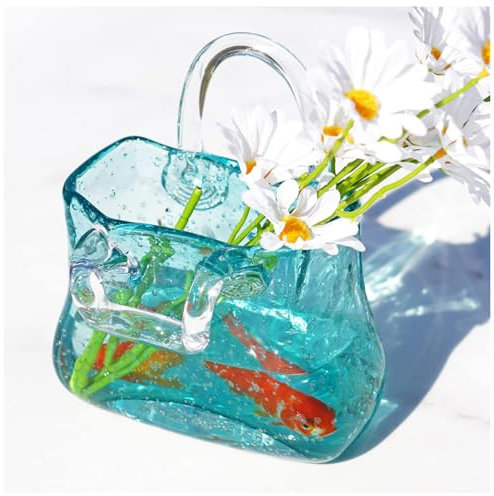 JarróN Billetera, Jarrones De Cristal con Asa Jarron Forma De Bolso Jarrones Decorativos, para El Hogar Y La Oficina O Bodas,Style2-Green