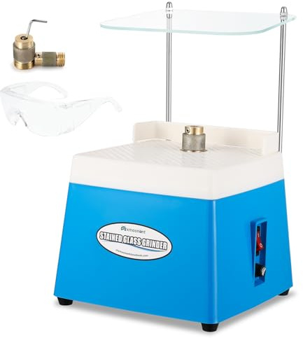 Mxmoonant Smerigliatrice per vetrate con deflettore, punte da 5/8'‘ e 1’' e occhiali di sicurezza, mini kit di utensili da fai da te da 4200 giri/min per mosaici, ceramiche e vetro (Blu)
