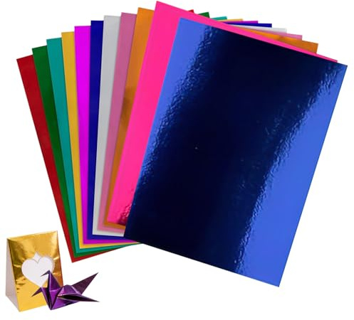 Foliekortpapper, 50 ark glitterpapper, 30 x 18 cm glänsande kartong med livliga färger, hantverkspaket, konsttillbehör med bärbart material, gör-det-själv-projekt för scrapbook bröllop födelsedagsfest