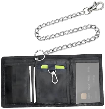 Portefeuille Ado, Portefeuille Fin RFID Pliable Porte Feuille avec Chaine Porte Feuille Fermeture à Glissière Porte-Monnaie Enfant Pliant Portefeuilles à Trois Volets pour Cadeaux Garçon Homme Ado