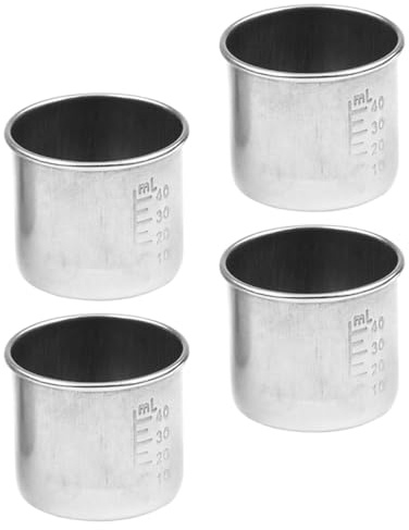 HOMSFOU Misurino Multifunzione in Acciaio Inox 304 da 40 Ml, Set 4 Pezzi di Tazze Portatili per Medicinali Scala Graduata, Resistente al Calore, per Uso Domestico e Laboratoristico