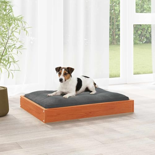 GeenYuu Dog Bed Wax Brown Made of Solid Pine Wood 72 x 54 x 9 cm Indoor Robust and Durable Ideal as a Cuddly Sleeping Place for Dogs Modern Design for Dog-friendly Homes