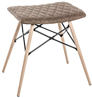 HAKU Hocker braun, buche, schwarz, Kunstleder, Metall - Maße: B 48 cm x H 47 cm x T 40 cm, Style: Modern