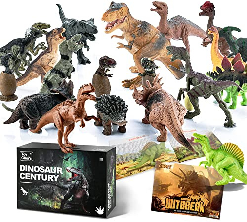 Dinosaur Toys for Toddlers and Kids 3-5 5-7 - Dinosaur Figures 20 Packs Playset with Educational Book, Toy for 3 4 5 6 7 8 Year Old Boys - Plastic Dinosaurs with Dino Eggs Birthday Party Gift