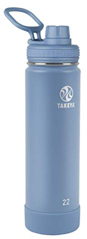 Takeya Actives 22 oz Vacuum Insulated Stainless Steel Water Bottle with Spout Lid, Premium Quality, Bluestone